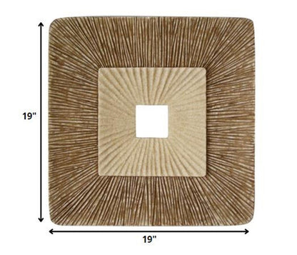 19" X 19" Brown Geometric Sandstone Square Hanging Wall Decor
