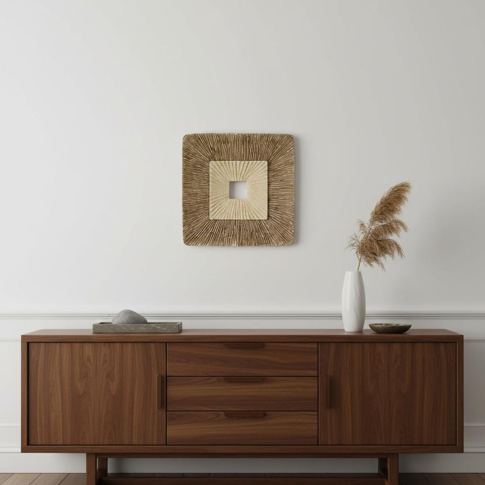 19" X 19" Brown Geometric Sandstone Square Hanging Wall Decor — view 6