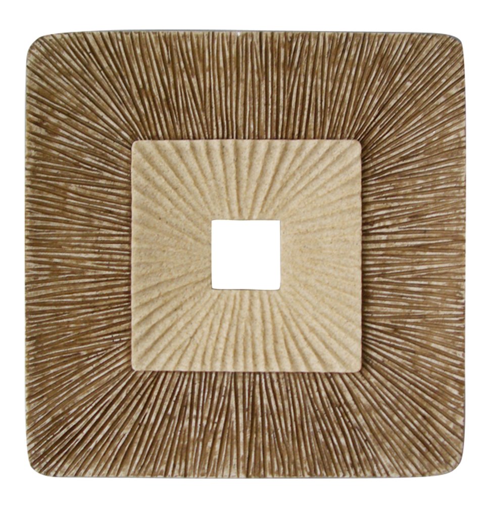 26" X 26" X 2" Brown Concave Square Double Layer Ribbed  Wall Plaque — view 1