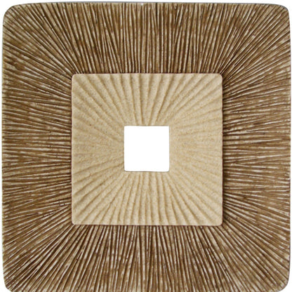 26" X 26" X 2" Brown Concave Square Double Layer Ribbed  Wall Plaque