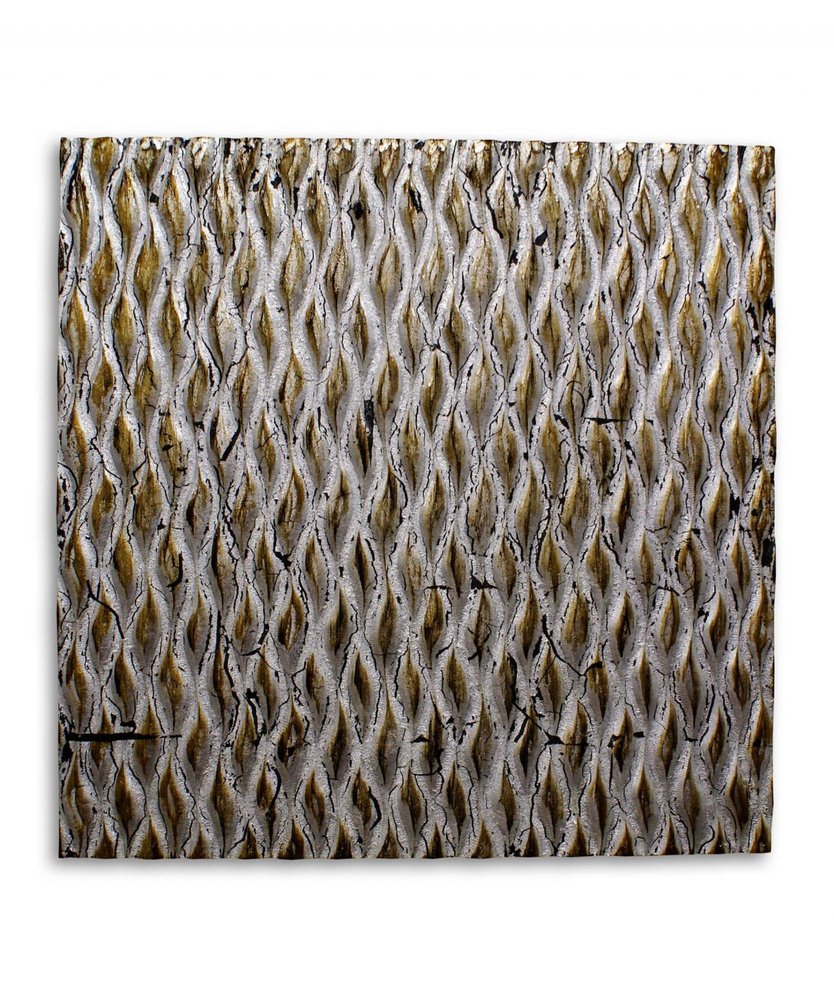 1 x 24 x 24 Gold Metallic Ridge - Wall Art Wood Wall Art HomeRoots
