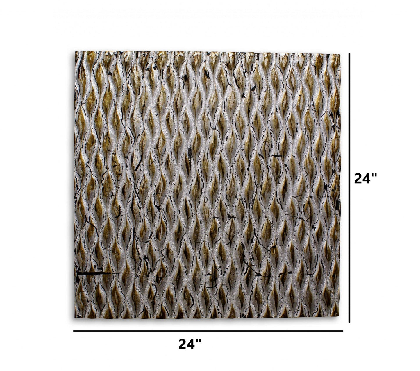1 x 24 x 24 Gold Metallic Ridge - Wall Art Wood Wall Art HomeRoots