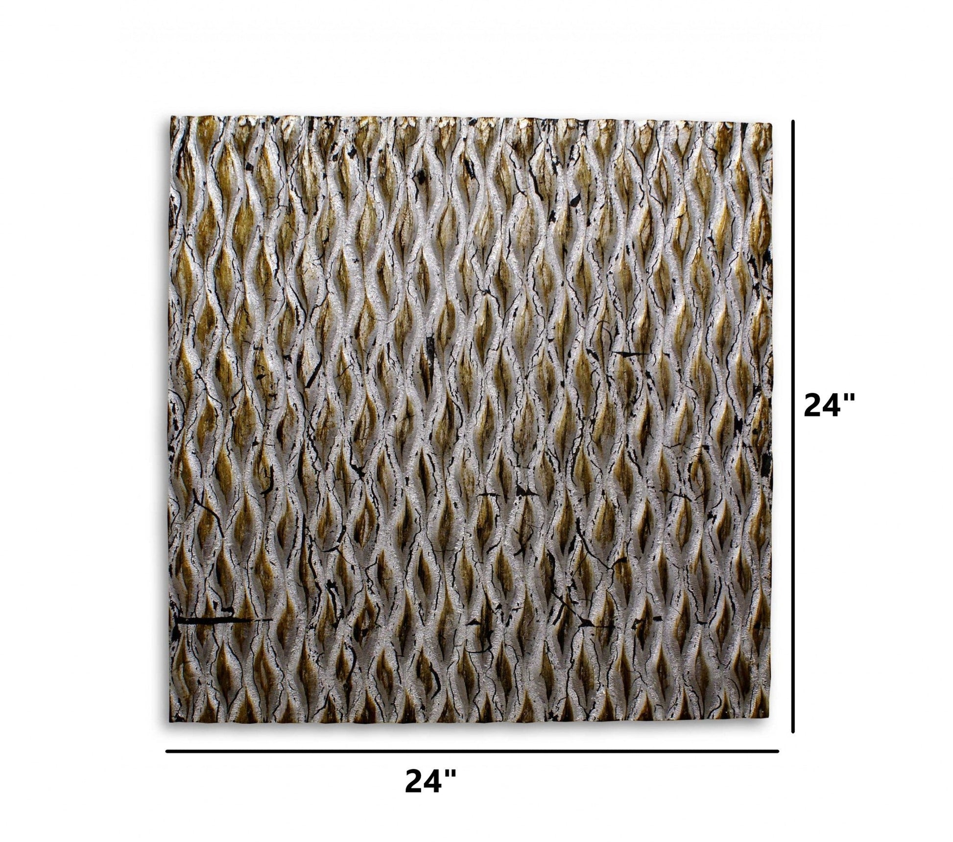 1 x 24 x 24 Gold Metallic Ridge - Wall Art Wood Wall Art HomeRoots