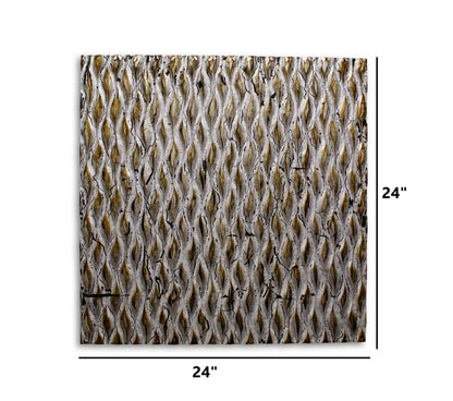 1 x 24 x 24 Gold Metallic Ridge - Wall Art Wood Wall Art HomeRoots