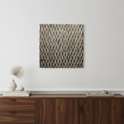 1 x 24 x 24 Gold Metallic Ridge - Wall Art Wood Wall Art HomeRoots