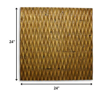 1 x 24 x 24 Gold Metallic Ridge - Wall Art Wood Wall Art HomeRoots