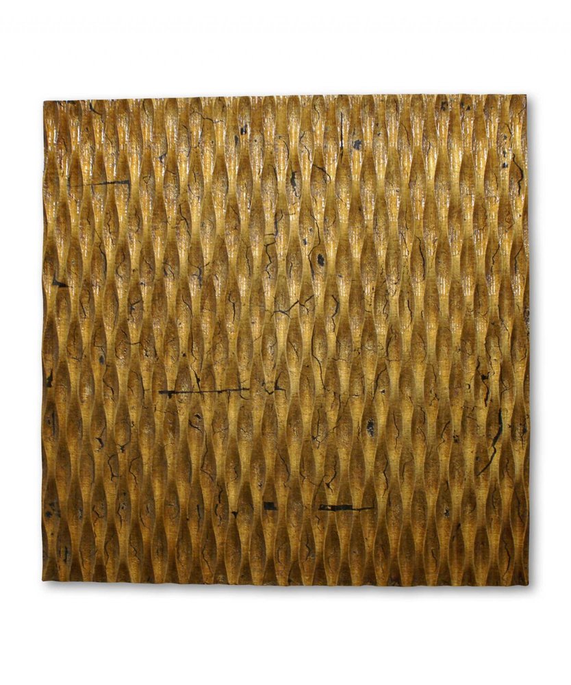 1 x 24 x 24 Gold Metallic Ridge - Wall Art Wood Wall Art HomeRoots