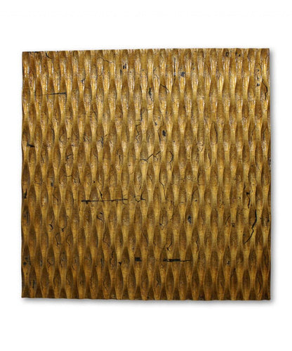 1 x 24 x 24 Gold Metallic Ridge - Wall Art Wood Wall Art HomeRoots