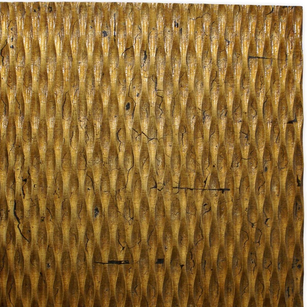 1 x 24 x 24 Gold Metallic Ridge - Wall Art Wood Wall Art HomeRoots