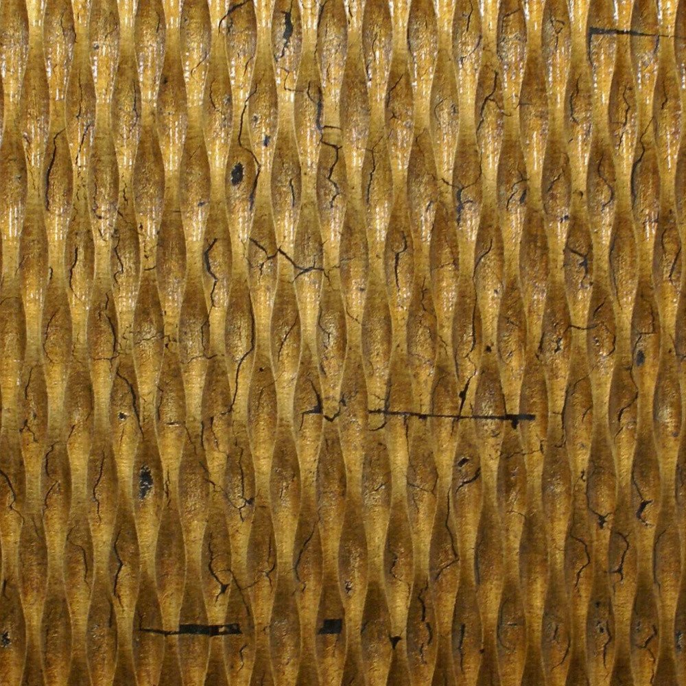 1 x 24 x 24 Gold Metallic Ridge - Wall Art Wood Wall Art HomeRoots