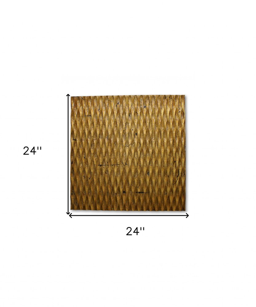 1 x 24 x 24 Gold Metallic Ridge - Wall Art Wood Wall Art HomeRoots