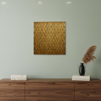 1 x 24 x 24 Gold Metallic Ridge - Wall Art Wood Wall Art HomeRoots