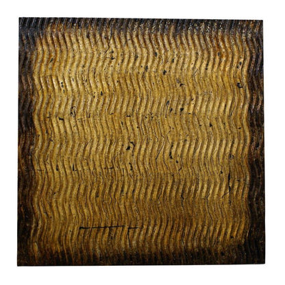 1 x 24 x 24 Gold Metallic Ridge - Wall Art Wood Wall Art HomeRoots
