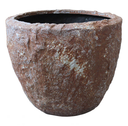 Set of Three 21" Brown Stone Indoor Outdoor Round Pot Planter HomeRoots