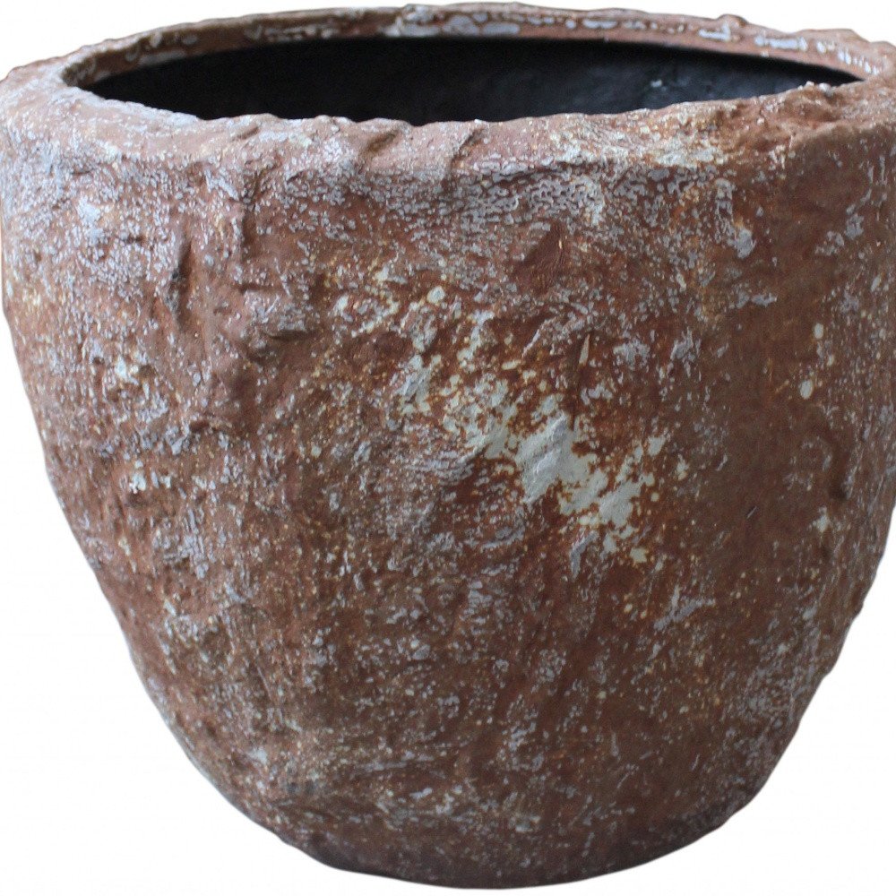 Set of Three 21" Brown Stone Indoor Outdoor Round Pot Planter HomeRoots