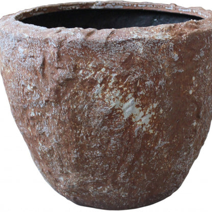 Set of Three 21" Brown Stone Indoor Outdoor Round Pot Planter HomeRoots