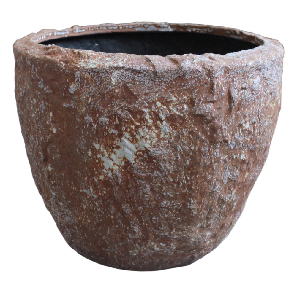 Set of Three 21" Brown Stone Indoor Outdoor Round Pot Planter HomeRoots