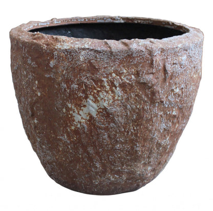 Set of Three 21" Brown Stone Indoor Outdoor Round Pot Planter HomeRoots