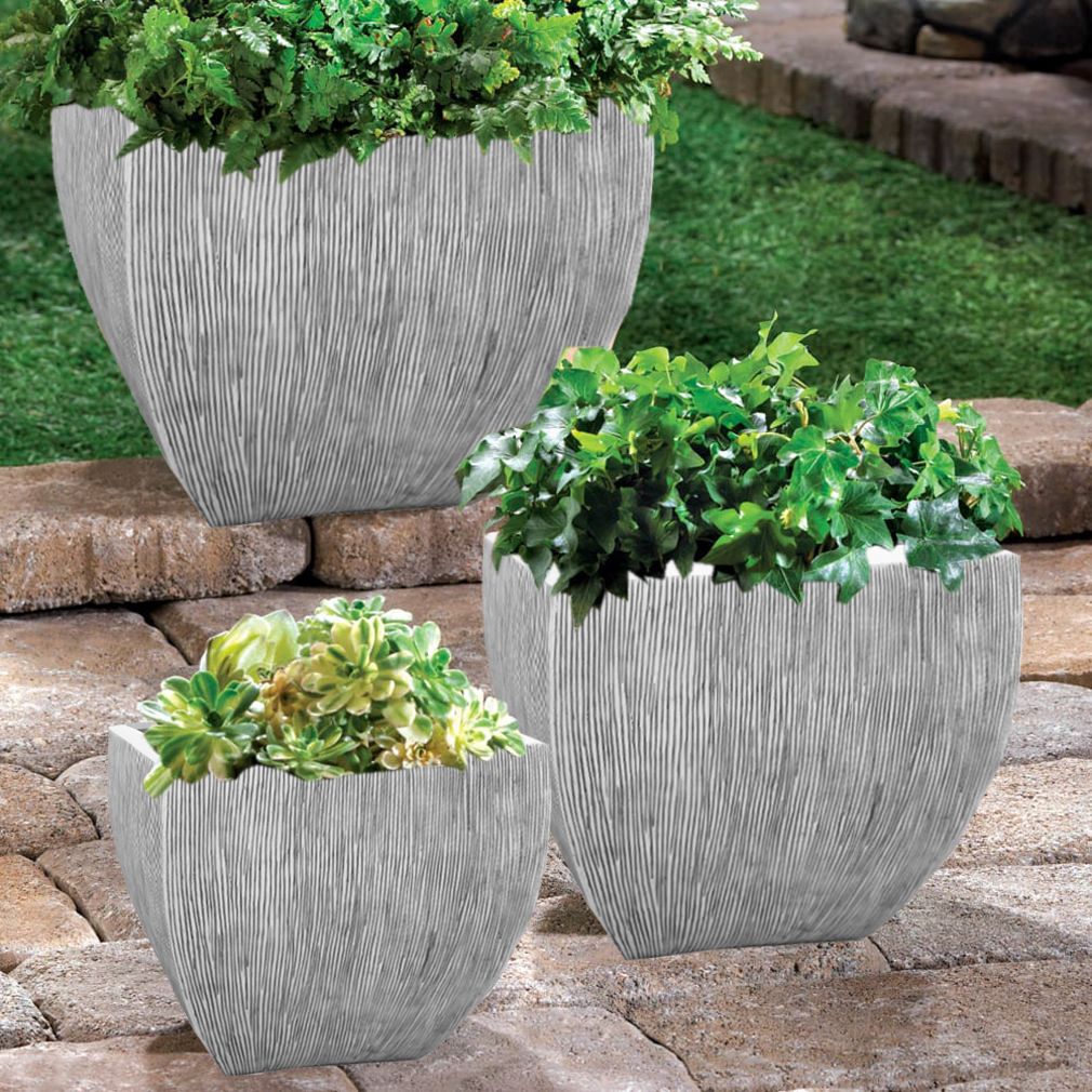 Large Distressed And Ribbed Flower Pot Planter HomeRoots