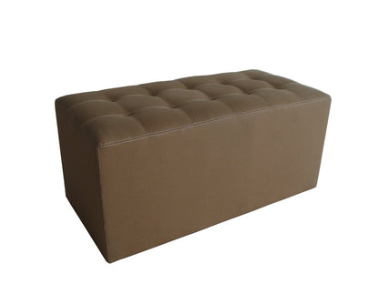 15" Tan Upholstered Faux Leather Bench HomeRoots