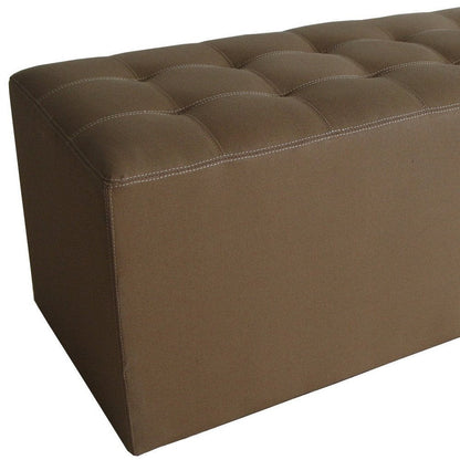 15" Tan Upholstered Faux Leather Bench HomeRoots