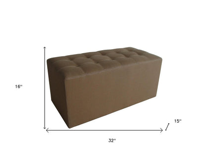 15" Tan Upholstered Faux Leather Bench HomeRoots
