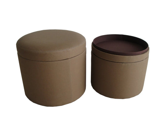 1" Tan Faux Leather Round Storage HomeRoots