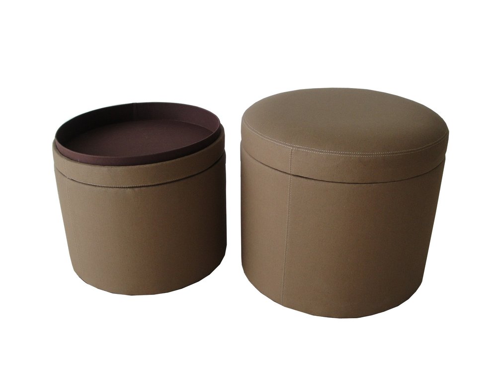 1" Tan Faux Leather Round Storage HomeRoots