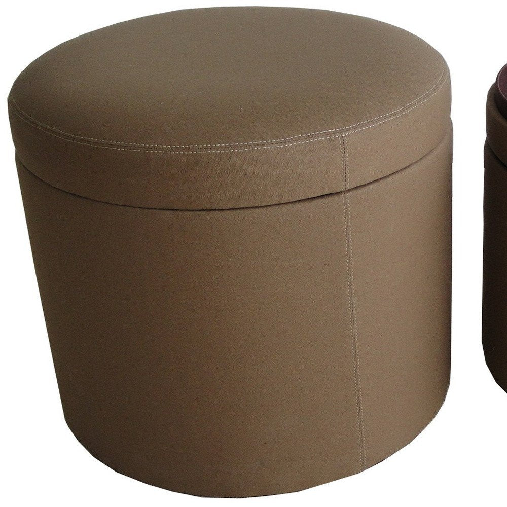 1" Tan Faux Leather Round Storage HomeRoots