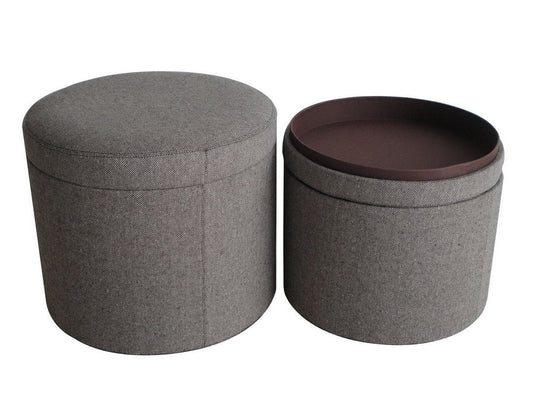 1" Gray Faux Leather Round Storage HomeRoots