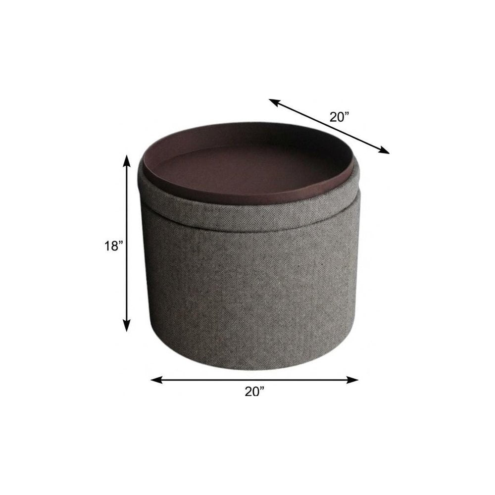 20" Gray Round Storage Ottoman HomeRoots