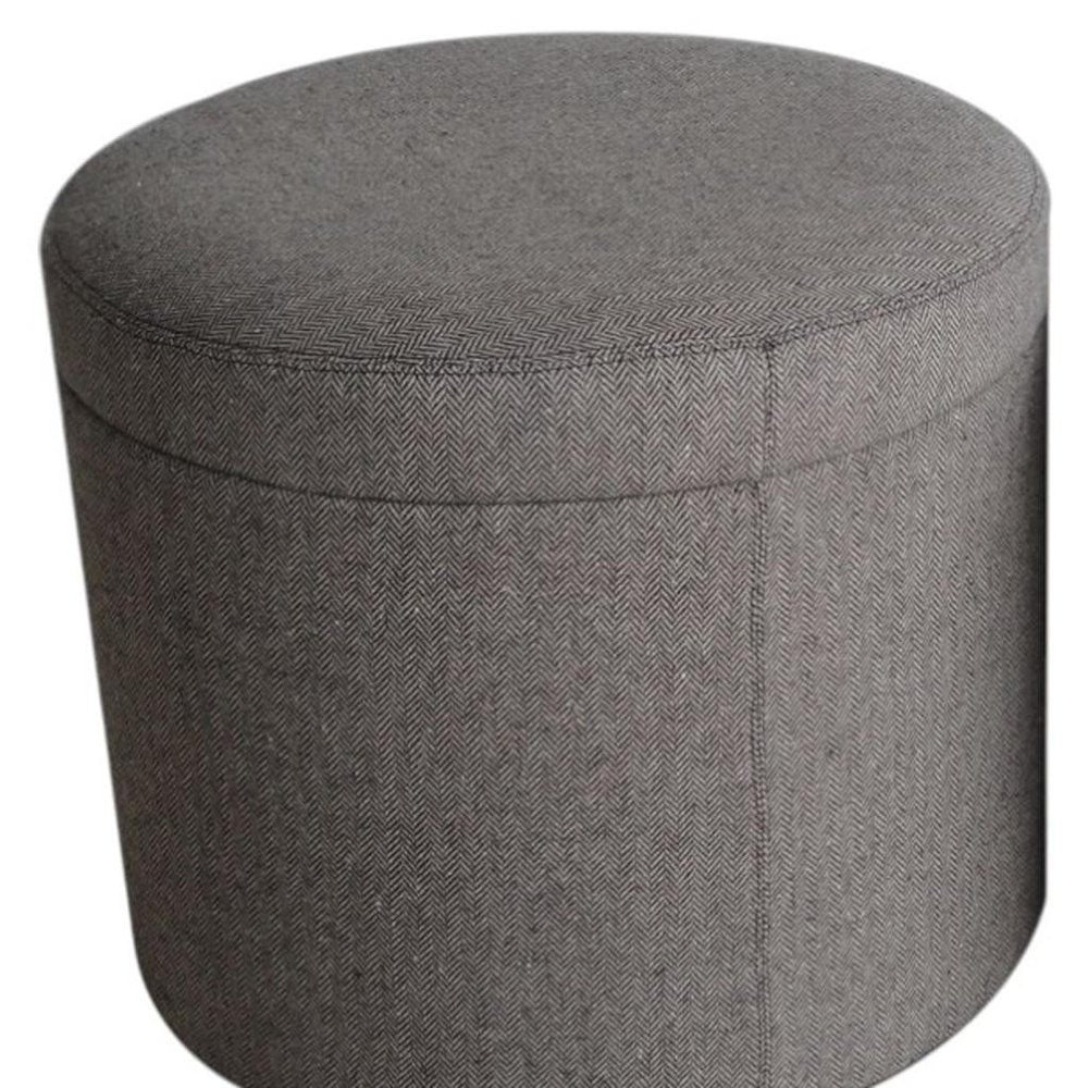 20" Gray Round Storage Ottoman HomeRoots