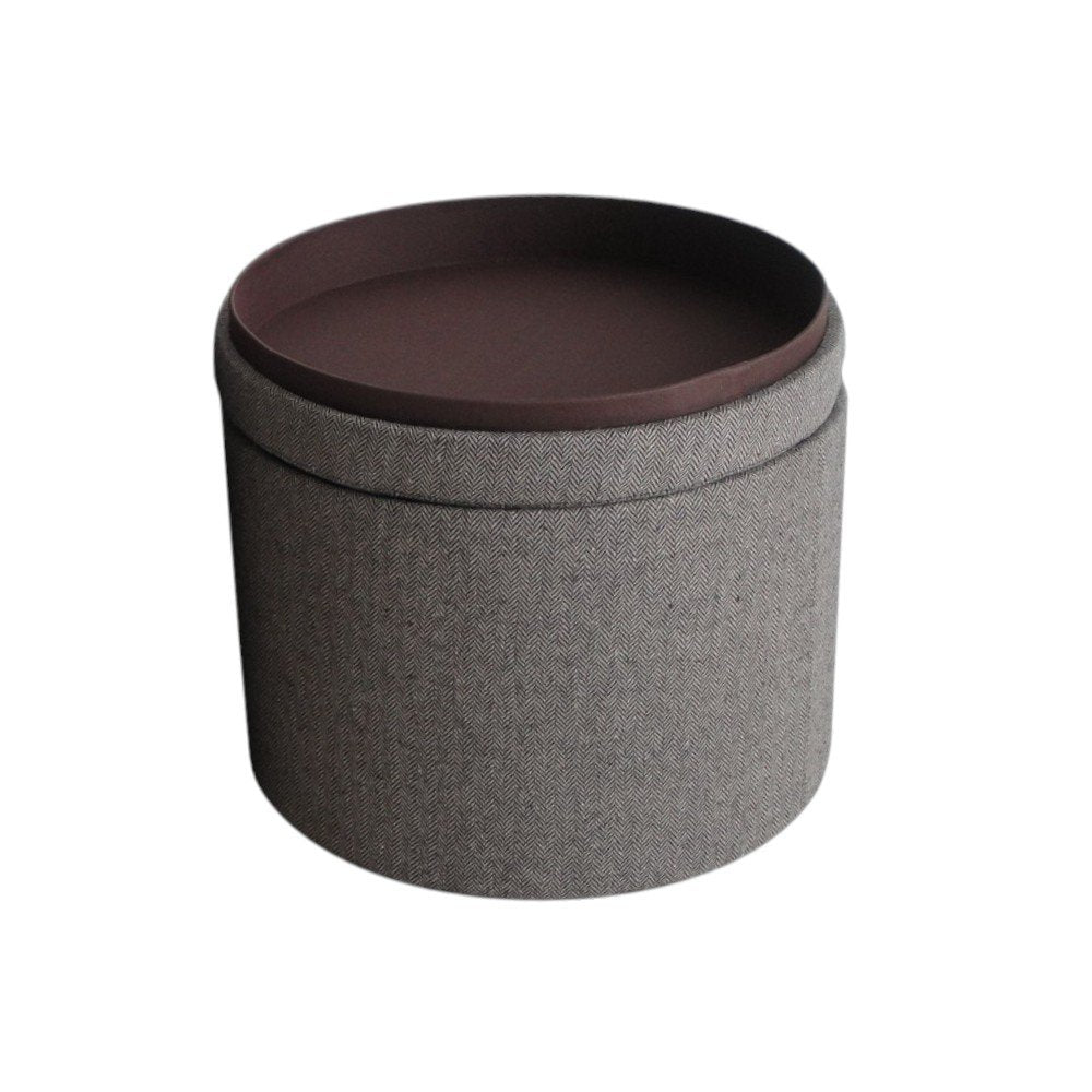 20" Gray Round Storage Ottoman HomeRoots