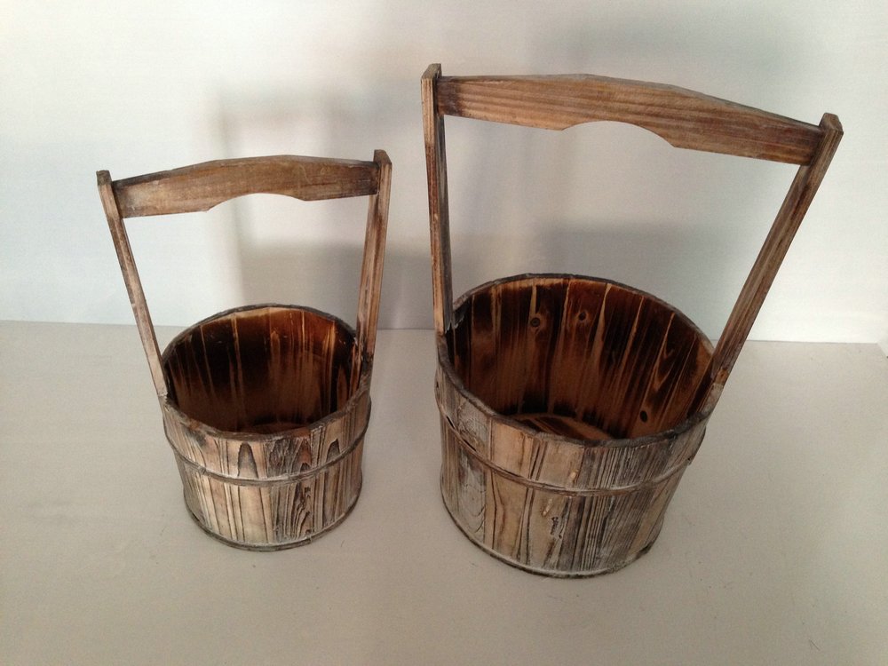 Set of Two Brown Solid Wood Garden Accents Accessories HomeRoots