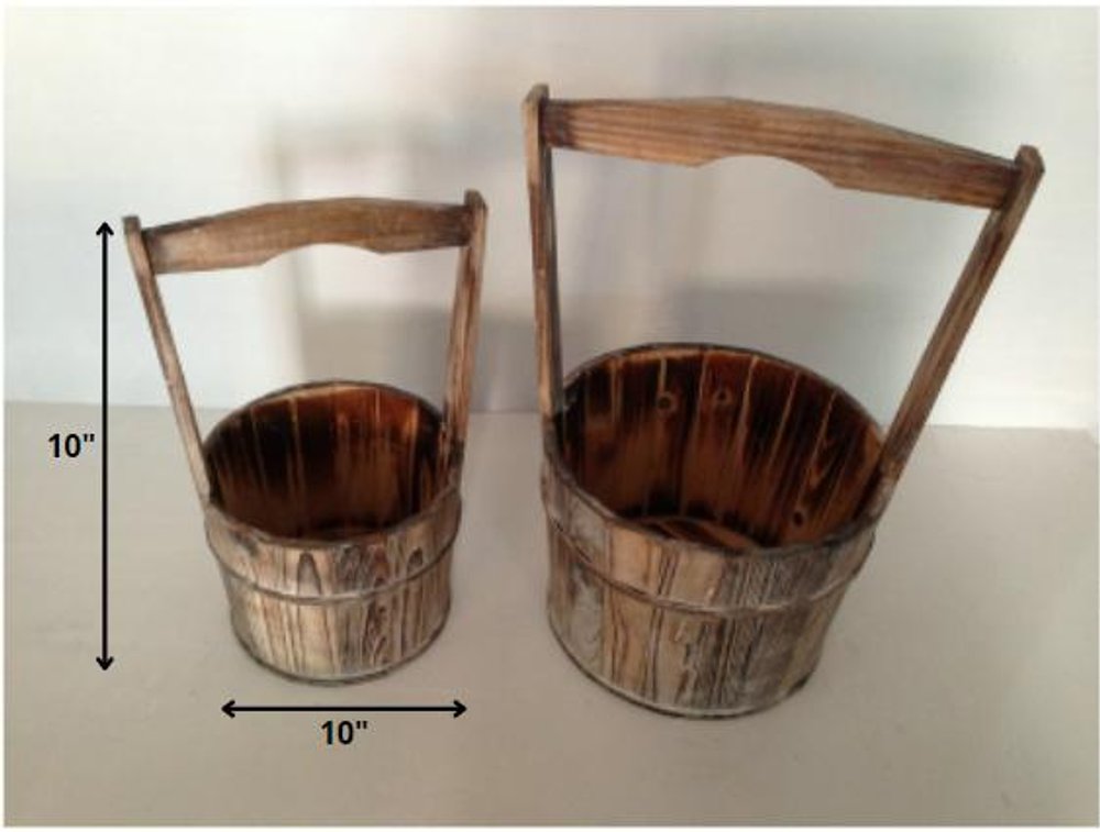 Set of Two Brown Solid Wood Garden Accents Accessories HomeRoots