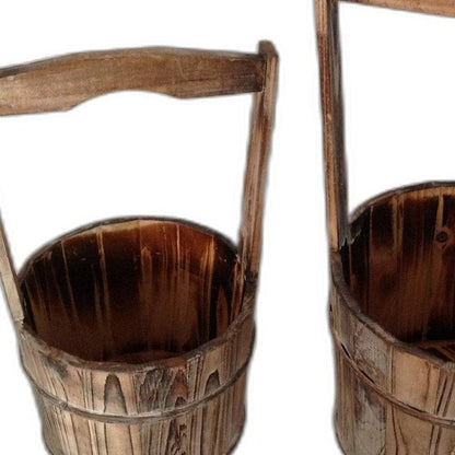 Set of Two Brown Solid Wood Garden Accents Accessories HomeRoots