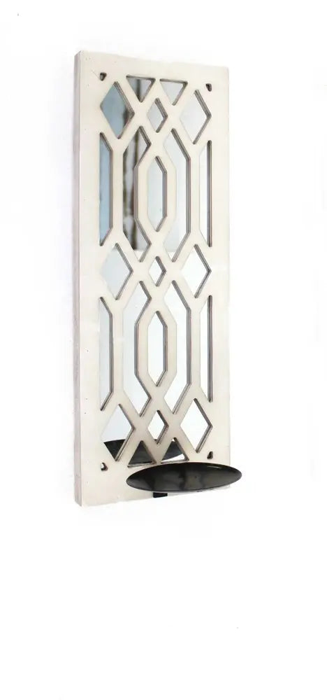 6" White Wood Wall Sconce Candle Holder HomeRoots