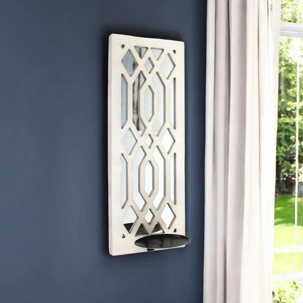 6" White Wood Wall Sconce Candle Holder HomeRoots