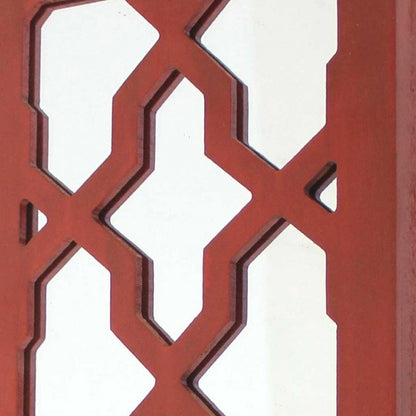 17" Red And Silver Geometric Solid Wood Wall Sconce Candle Holder HomeRoots