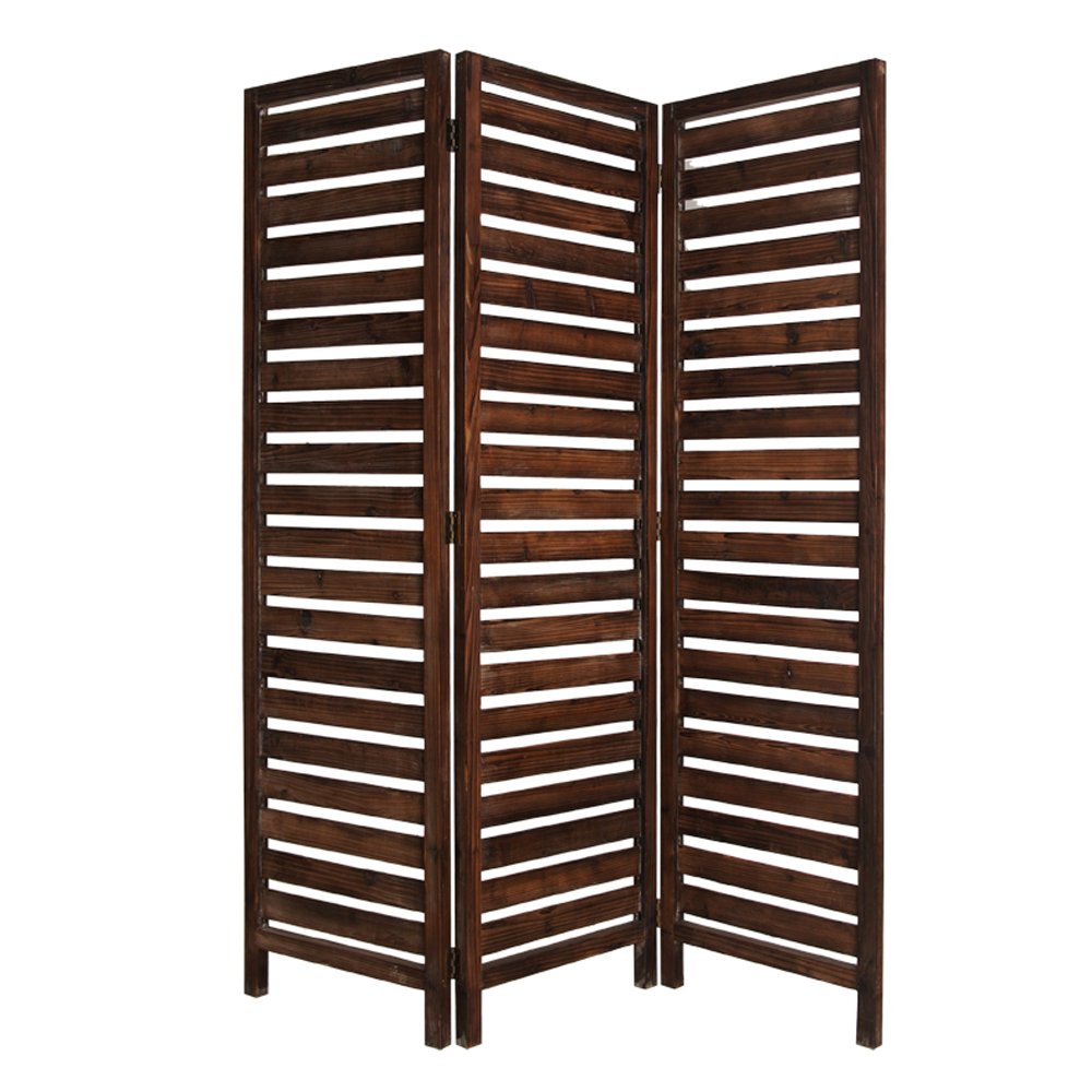 72" Brown Solid Wood Panel Screen Room Divider HomeRoots