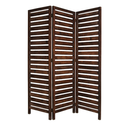 72" Brown Solid Wood Panel Screen Room Divider HomeRoots
