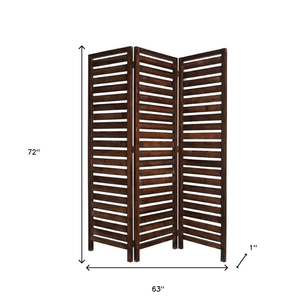 72" Brown Solid Wood Panel Screen Room Divider HomeRoots