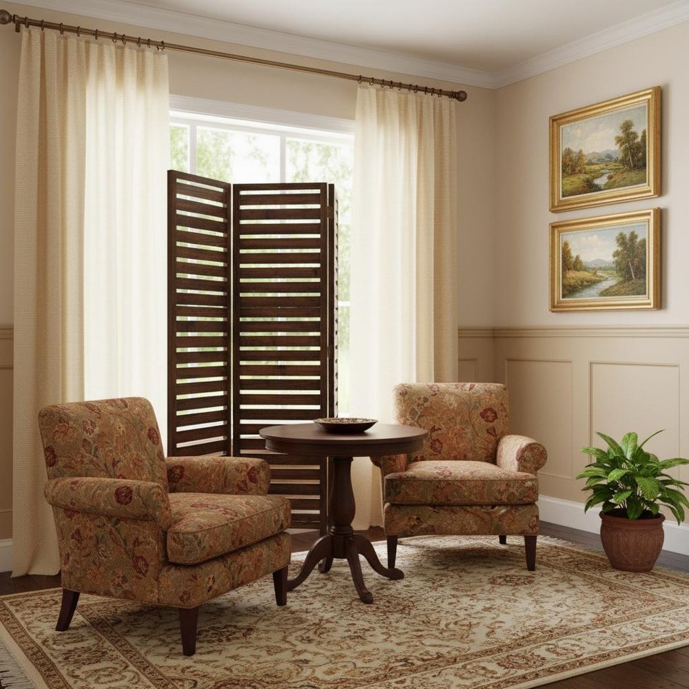 72" Brown Solid Wood Panel Screen Room Divider HomeRoots