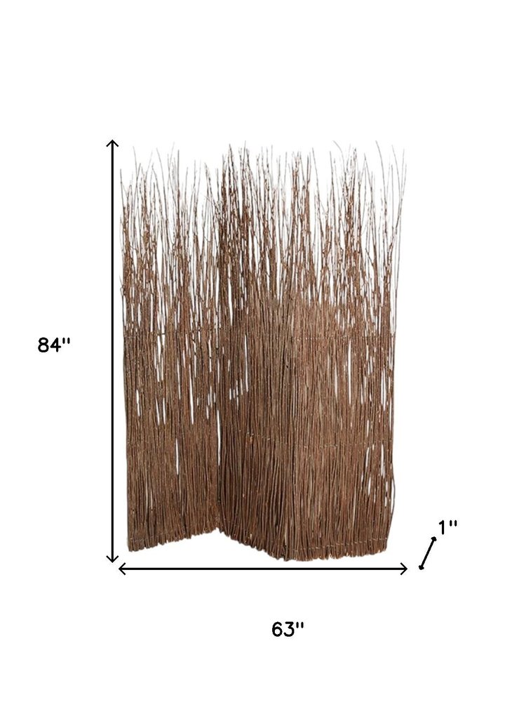 84" Brown Wood Folding Three Panel Screen Room Divider HomeRoots