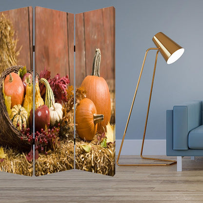 72" Brown Canvas Folding Three Panel Screen Room Divider HomeRoots