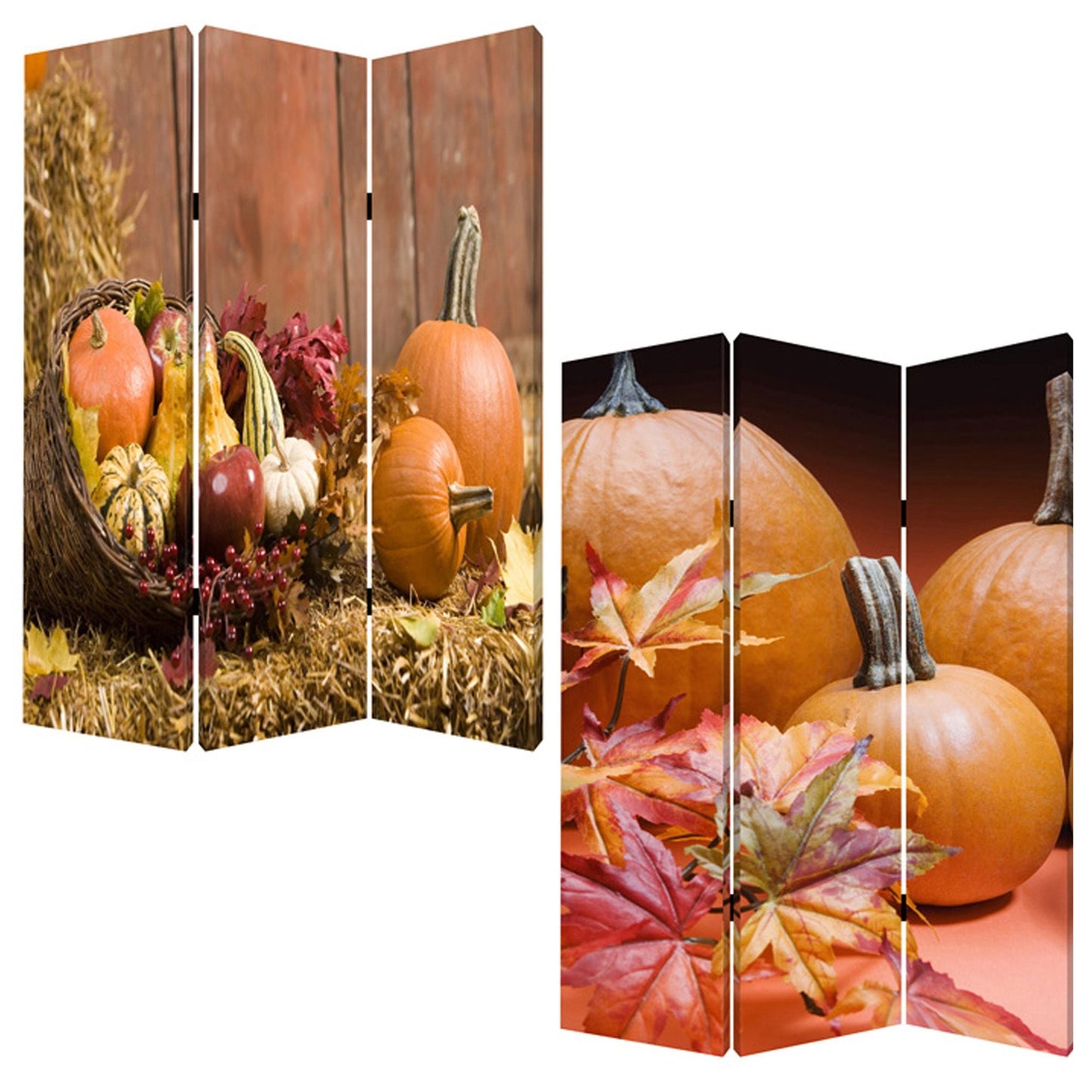 72" Brown Canvas Folding Three Panel Screen Room Divider HomeRoots