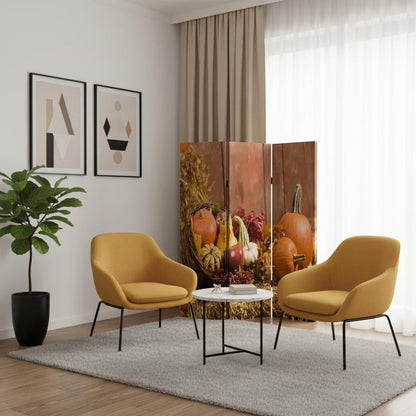 72" Brown Canvas Folding Three Panel Screen Room Divider HomeRoots