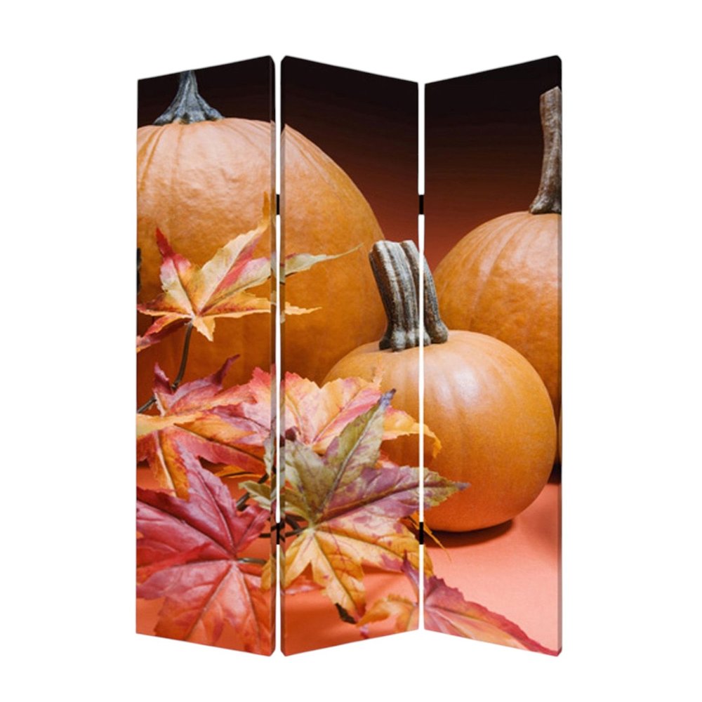 72" Brown Canvas Folding Three Panel Screen Room Divider HomeRoots