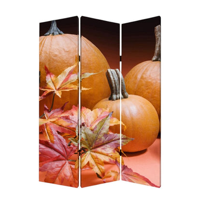 72" Brown Canvas Folding Three Panel Screen Room Divider HomeRoots