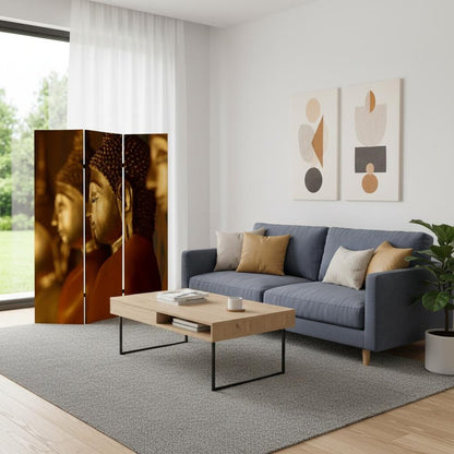 72" Black Canvas Folding Three Panel Screen Room Divider HomeRoots